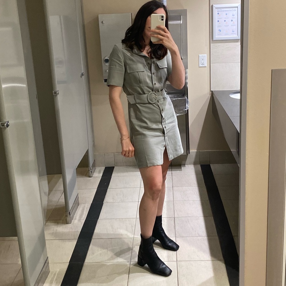 Green shirt dress